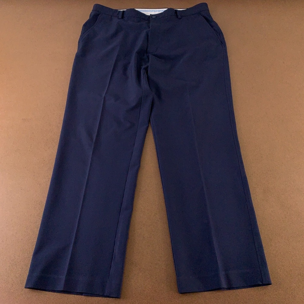 FootJoy Men's Size 38 x 32 Navy Blue Pocketed Flat Front Straight Leg Golf Pants